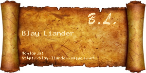 Blay Liander névjegykártya